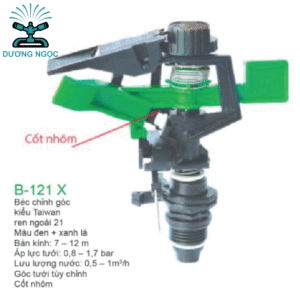 B-121X – Béc Cánh Đập Chỉnh Góc – Kiểu Taiwan, Ren 21, Cốt Nhôm