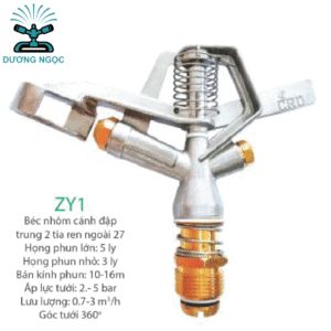 ZY1 – Béc Cánh Đập Nhôm 2 Tia Trung Tâm – Ren Ngoài 27 – Phun Rộng