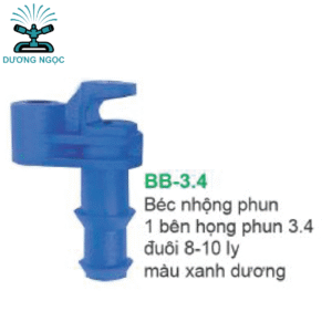 BB-3.4 – Béc Nhộng Phun Sương 1 Bên, Họng 3.4mm, Đuôi 8–10 Ly, Màu Xanh Dương