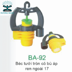 BA-92 – Béc Tưới Tròn Bù Áp, Ren Ngoài 17 – Tưới Đều 360°