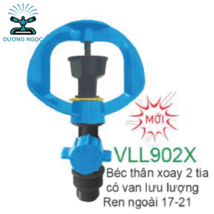 Béc Tưới Nhỏ VLL902 – Béc Thân Xoay 2 Tia Có Van Lưu Lượng, Ren Ngoài 17-21